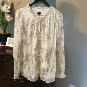 Talbots - Metallic Gold and Ivory Blouse